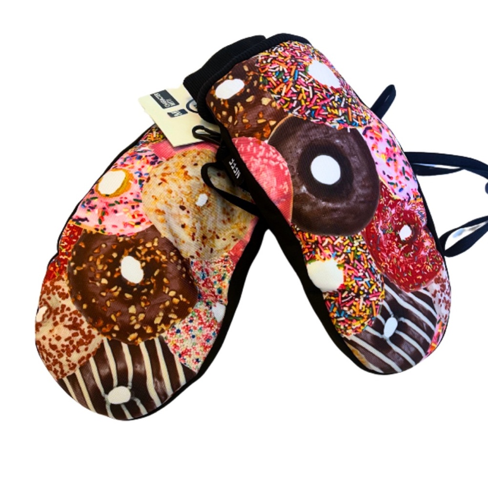 Neff Donut Print Pink Black Gloves Mittens Size M Brand New